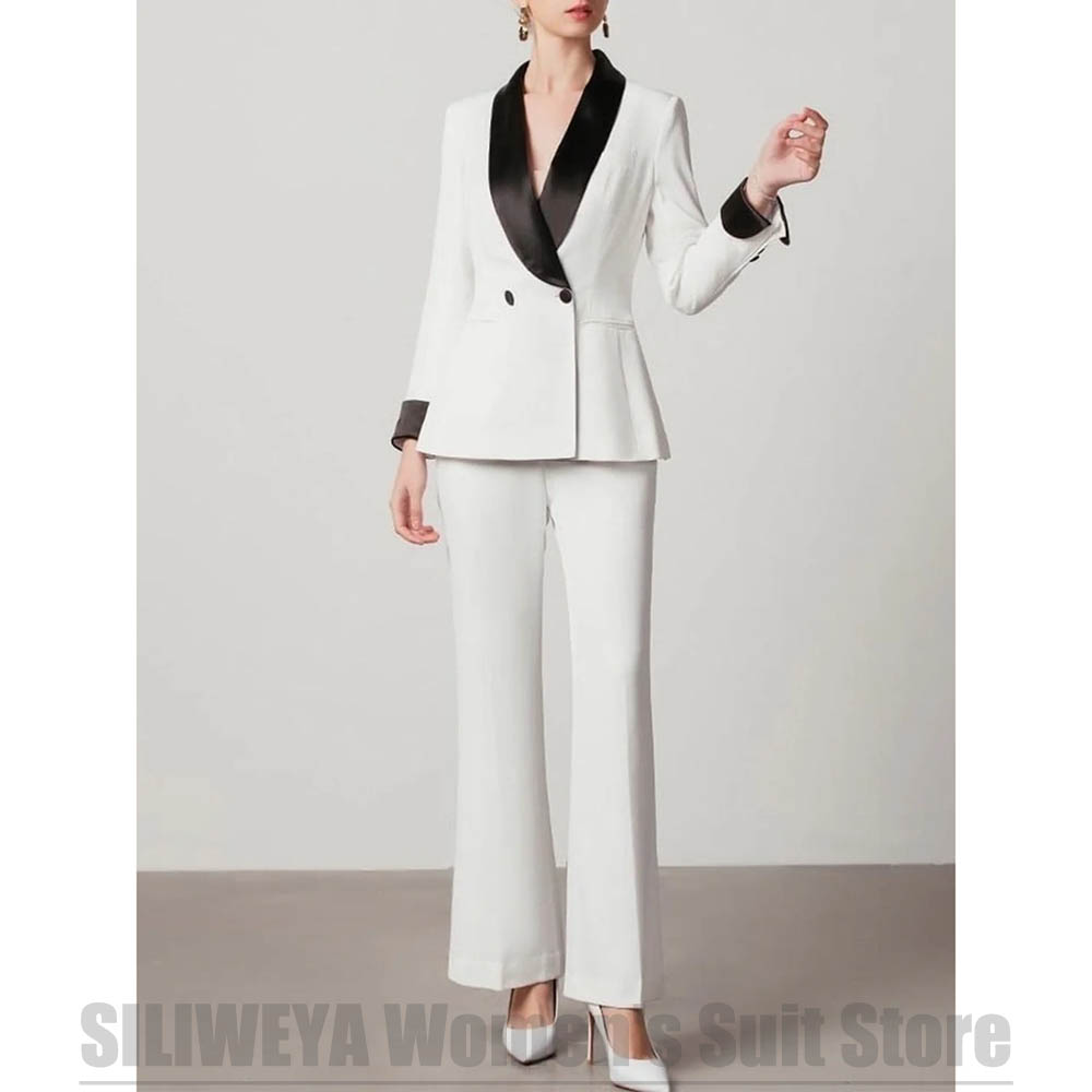 Women Formal Wear White Shirt - Wit damespak met dubbele rij knopen,
