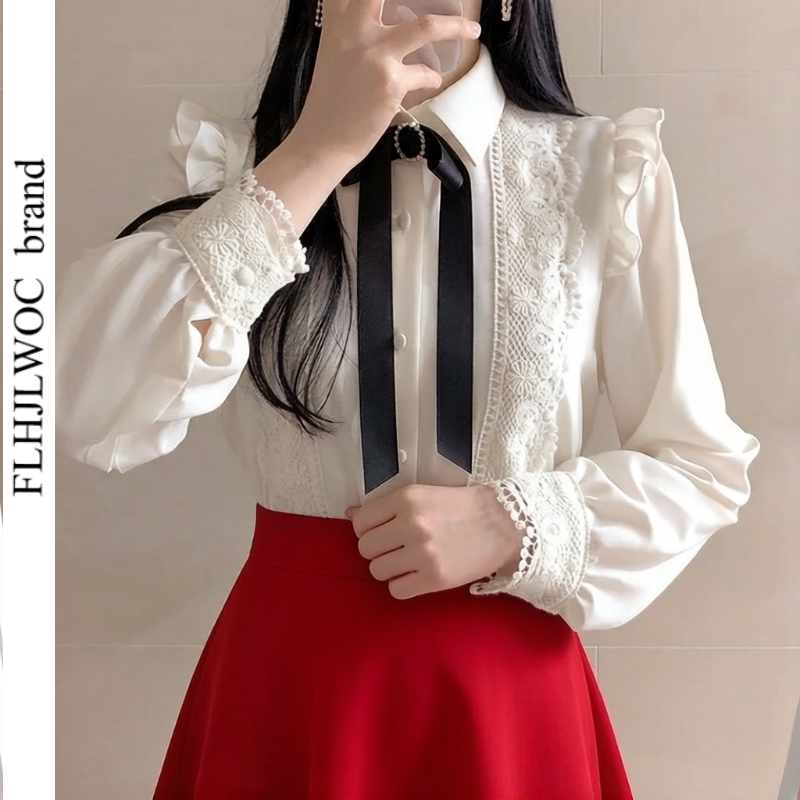 Women Formal Wear White Shirt - Verstoorde herfst lente basic kantoor dame
