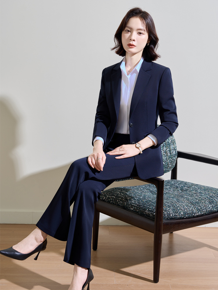 Women Formal Wear For Interview - Donkerblauw professioneel pak voor dames, geschikt