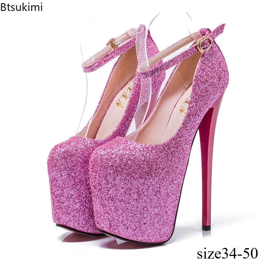 Women Formal Wear For Wedding - Dames Glitter Platform Pomp Stiletto Hoge