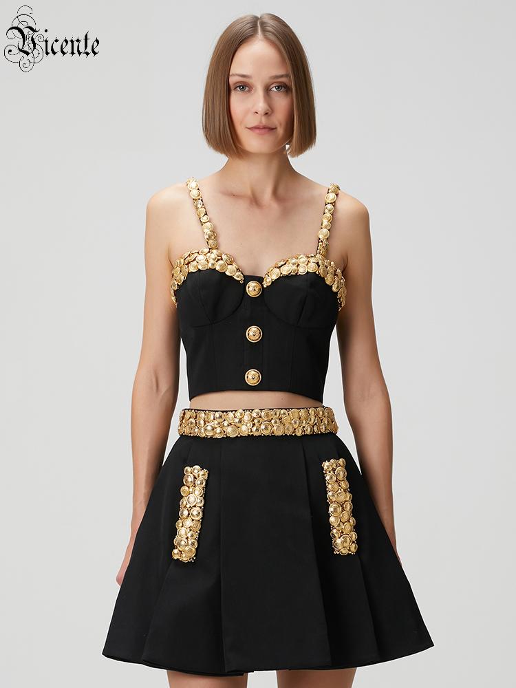 Women Formal Wear Dress - VC zwarte tweedelige set jurk met
