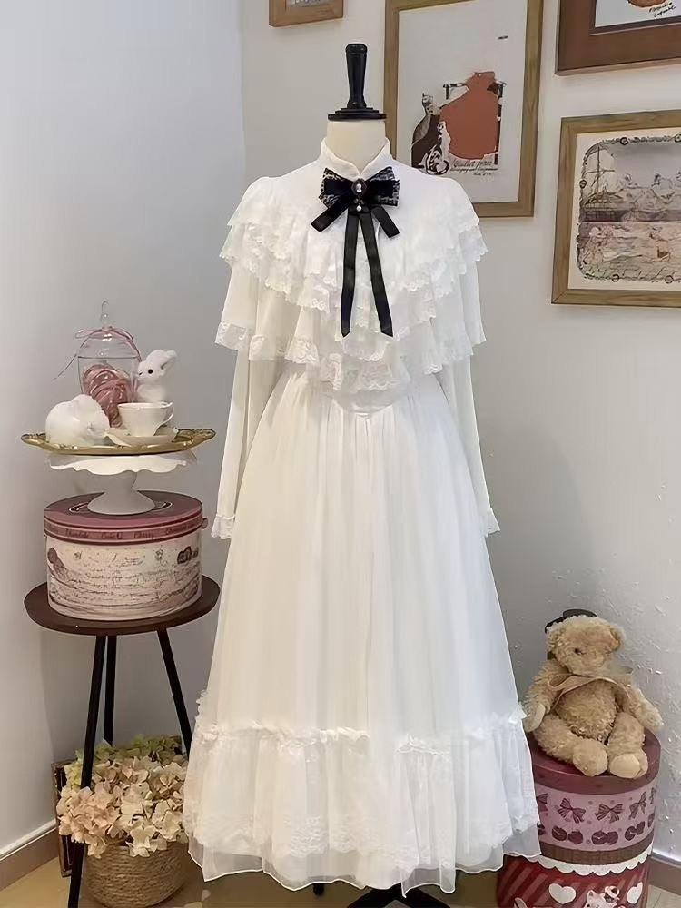 Women Formal Wear Dress - Japanse kanten jurk met korte mouwen