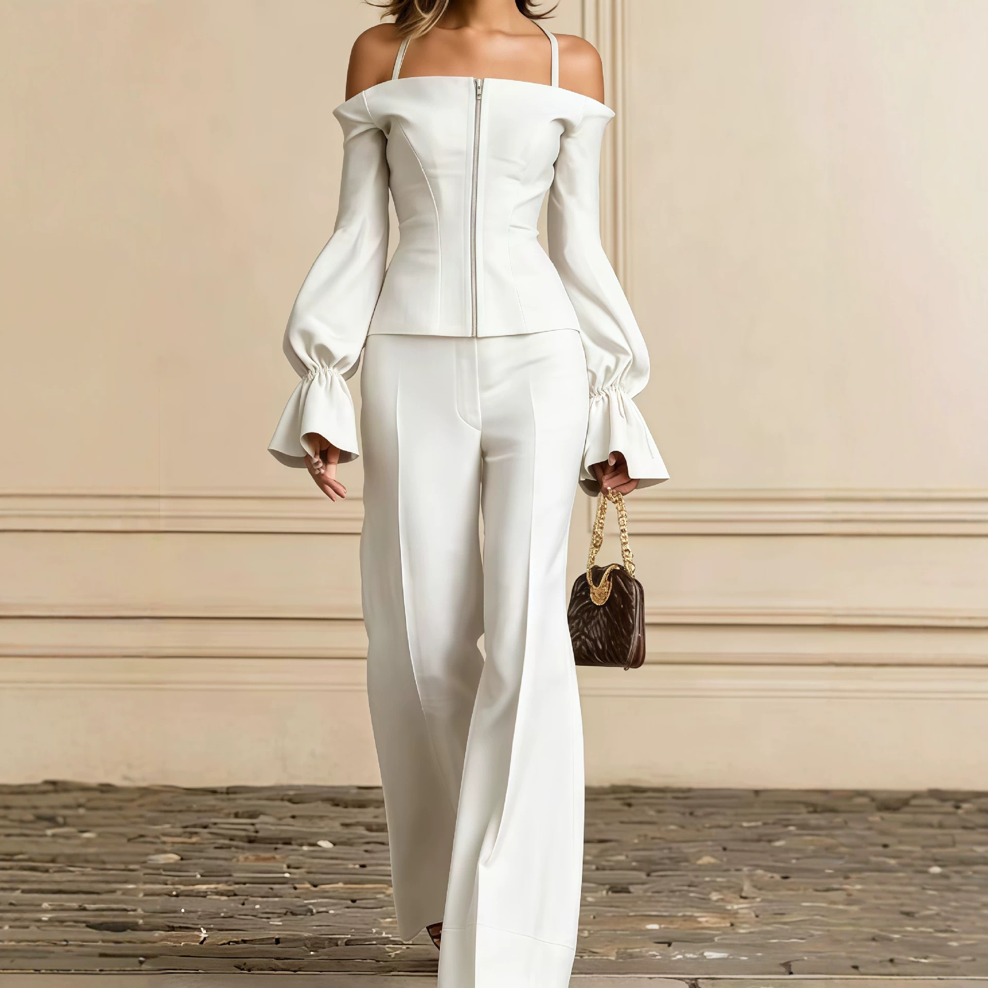 Formal Attire Woman - 2-delig broekpak voor dames, effen, met