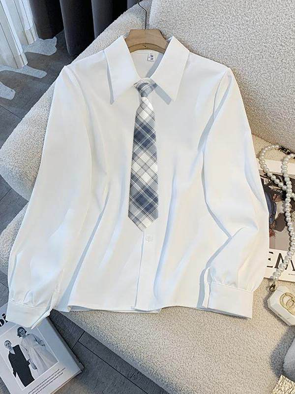 Women Formal Wear White Shirt - Wit los overhemd met lange mouwen