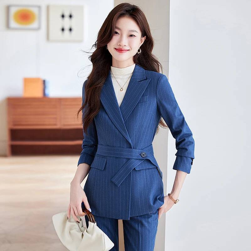 Women Formal Wear For Interview - Hoge kwaliteit stof elegante gestreepte formele
