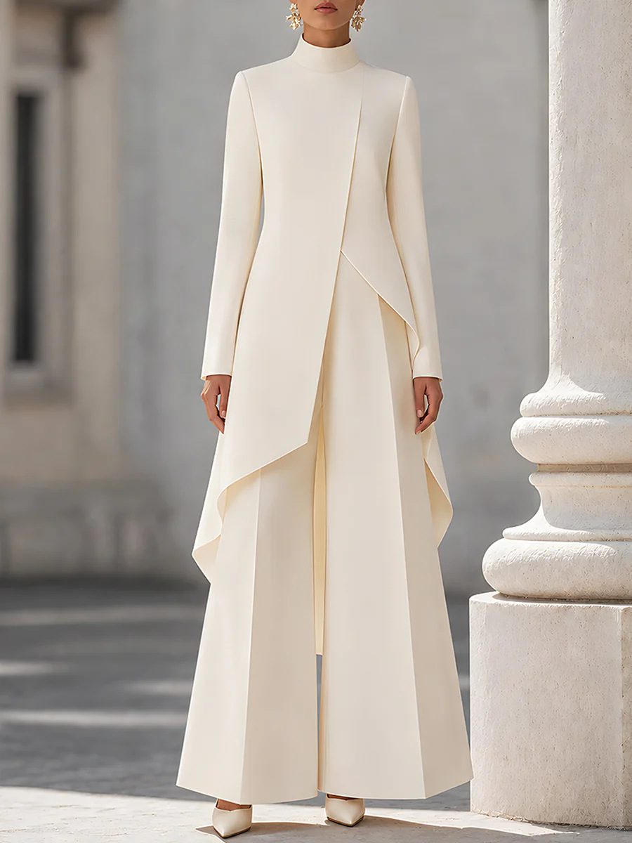 Formal Attire Woman - Dames Tweedelig Outfit met Mock Neck,