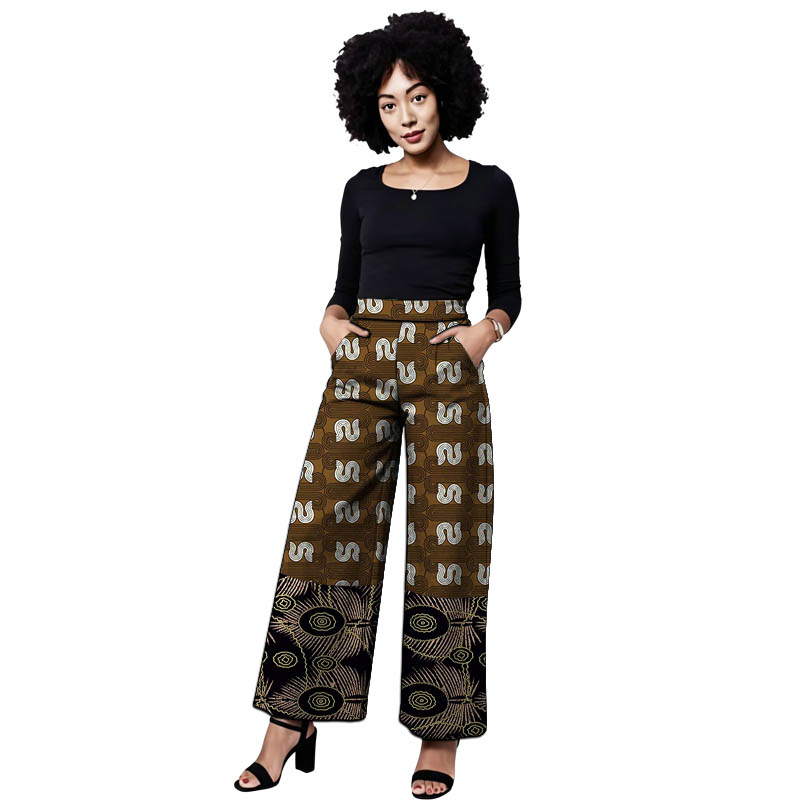 Tailored Trouser Wide - Ankara Outfit Dames patchworkbroek Wijde pijpenbroek