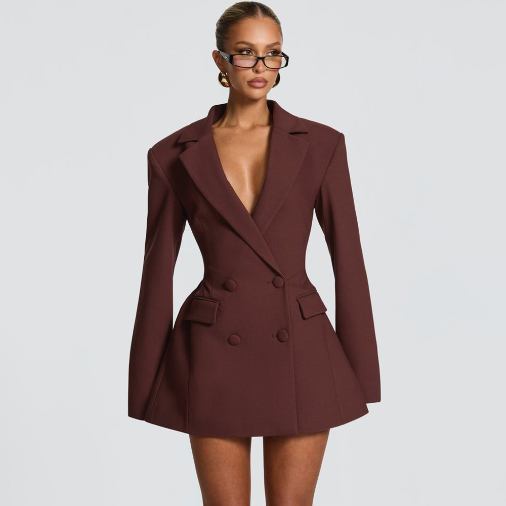 Elegante bruine dames blazerju - Women Formal Wear Blazer Set recensie en prijs