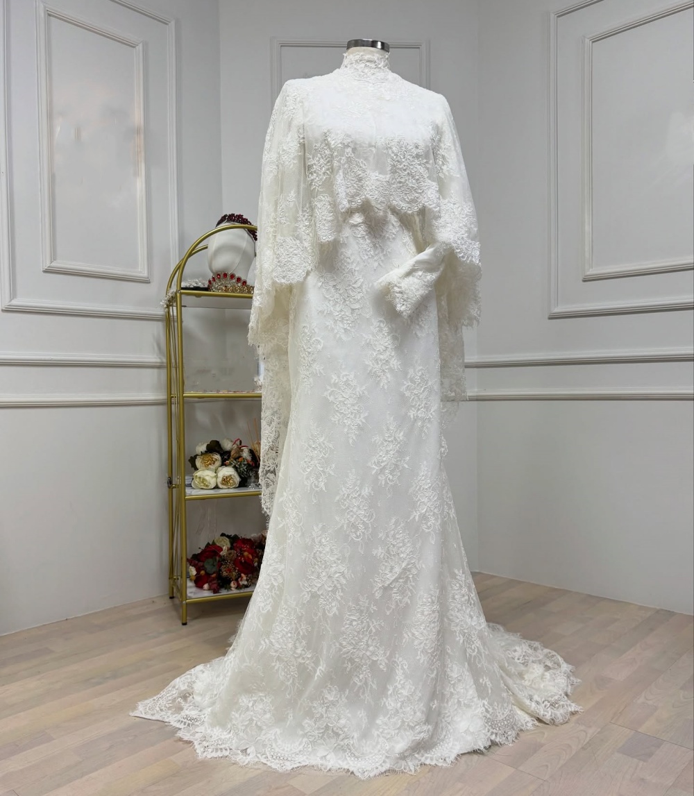 Aangepaste kant hoge kraag tro - Women Formal Wear Dress recensie en prijs
