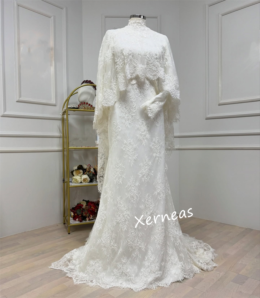 Aangepaste kant hoge kraag tro - Women Formal Wear Dress recensie en prijs