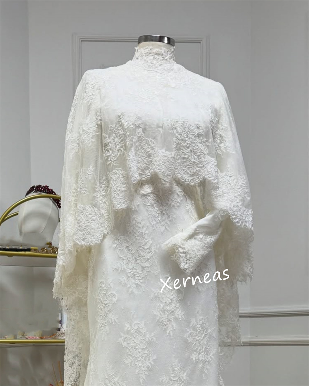 Aangepaste kant hoge kraag tro - Women Formal Wear Dress recensie en prijs
