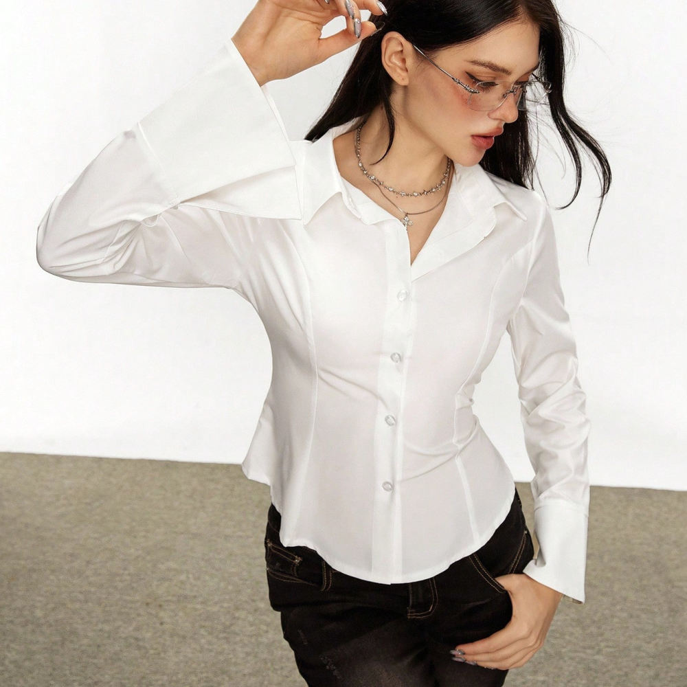Slim Fit Wit Zwart Shirt Dames - Women Formal Wear White Shirt recensie en prijs