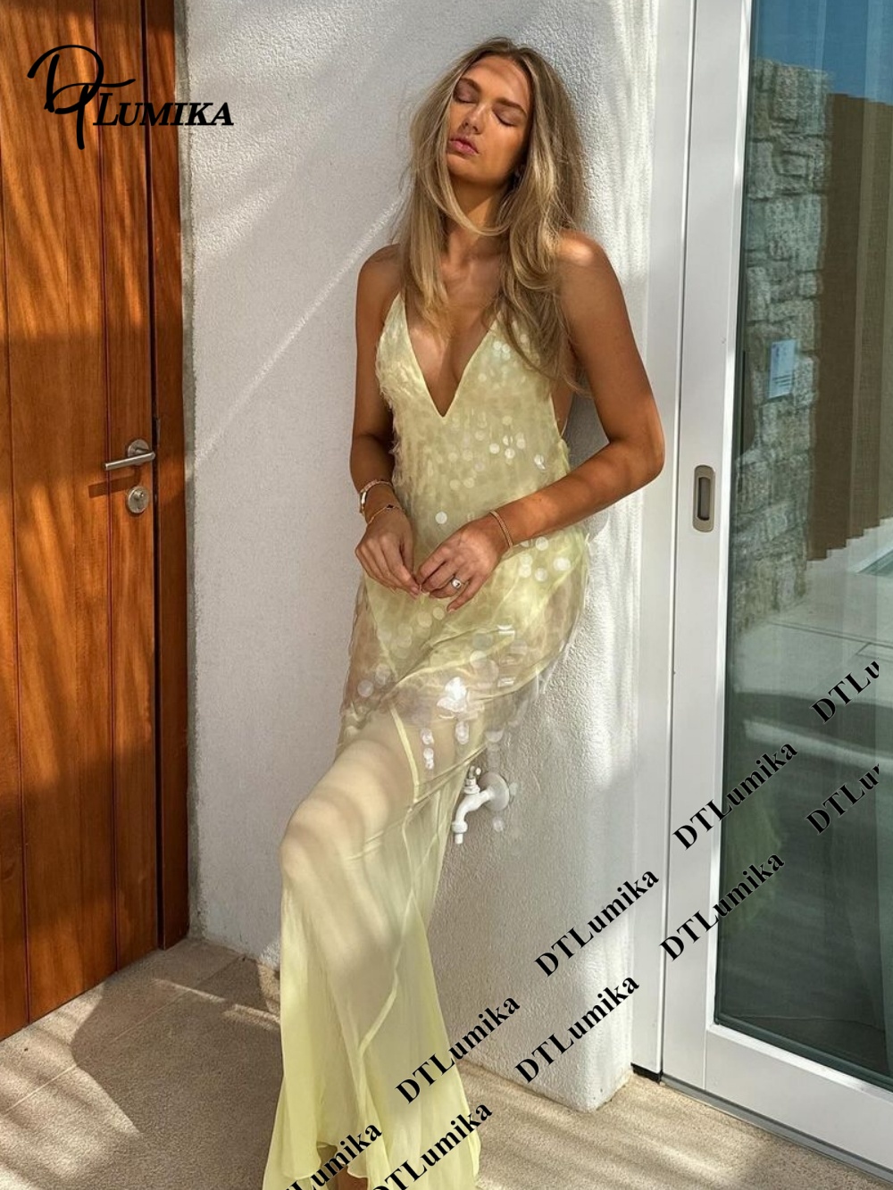 DTLumika Lichtgeel Pailletten  - Women Formal Wear Dress recensie en prijs