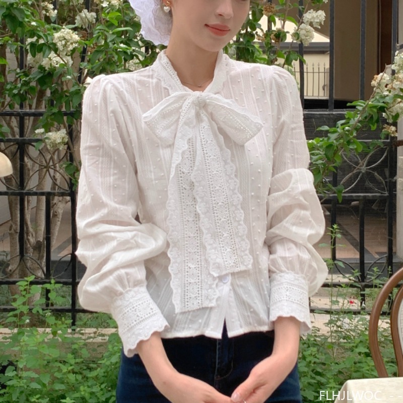Retro Vintage Kanten Strikje T - Women Formal Wear White Shirt recensie en prijs