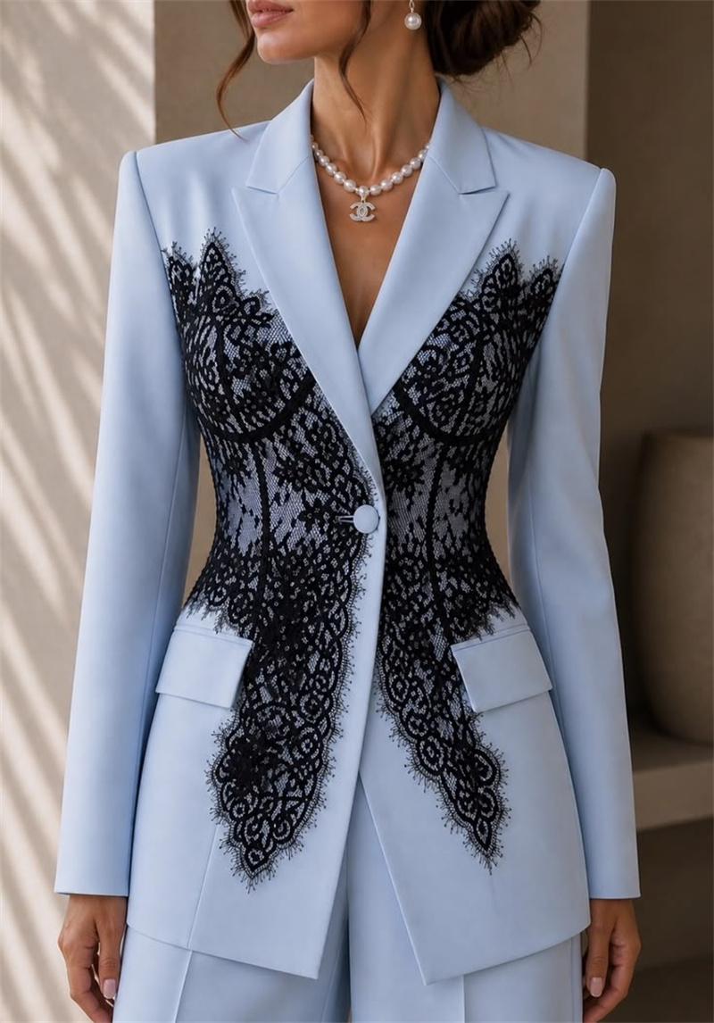 Mode blauwe damespakken set 2- - Women Formal Wear Blazer Set recensie en prijs