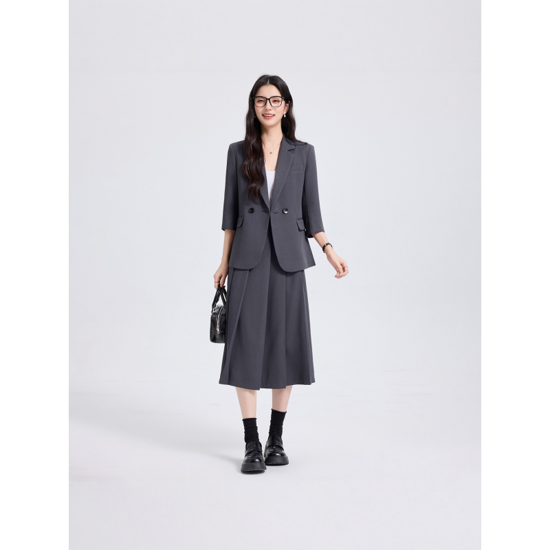 Marineblauwe damespakset voor  - Women Formal Wear For Interview recensie en prijs