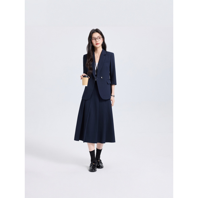 Marineblauwe damespakset voor  - Women Formal Wear For Interview recensie en prijs