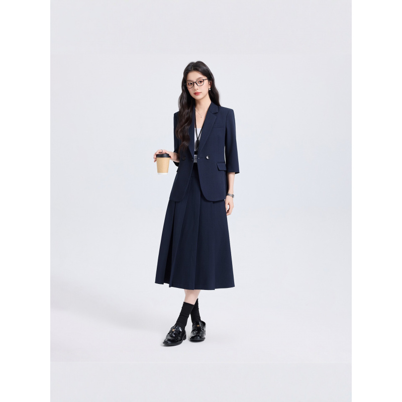Marineblauwe damespakset voor  - Women Formal Wear For Interview recensie en prijs