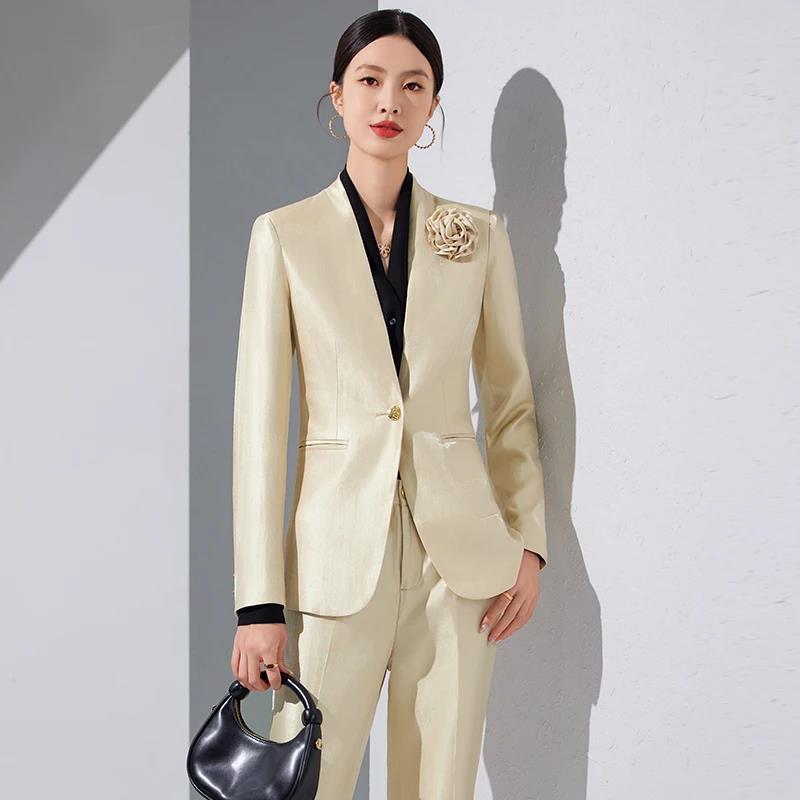 Vrouwen Blazer Broek Sets Goud - Women Formal Wear Blazer Set recensie en prijs