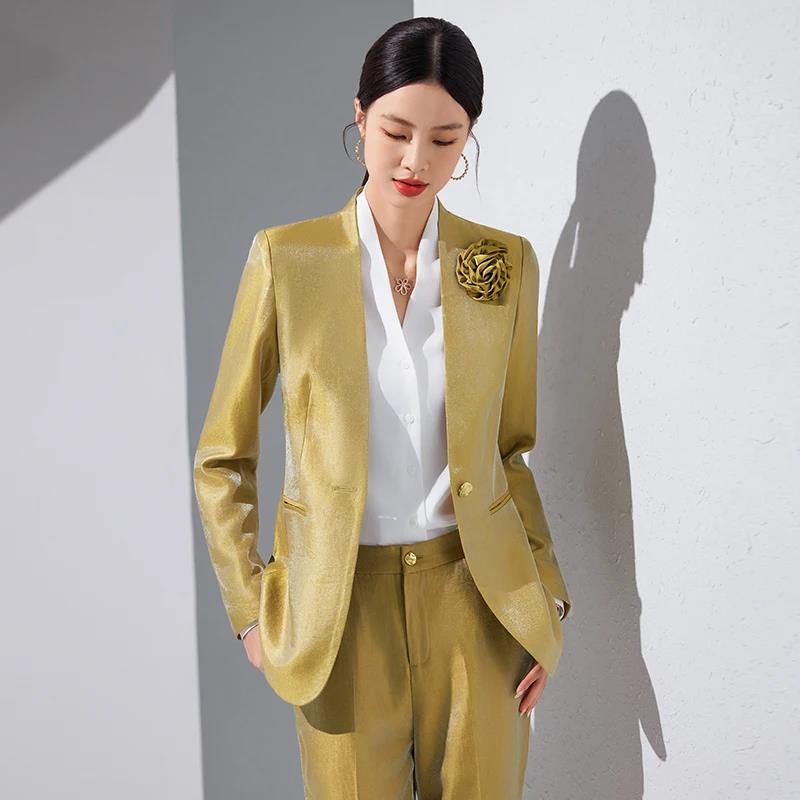 Vrouwen Blazer Broek Sets Goud - Women Formal Wear Blazer Set recensie en prijs